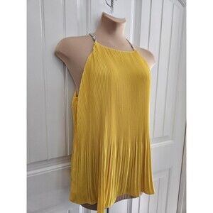 Michael Kors Dandelion Pleated Halter Blouse W/ Chain MK Straps Sz XL